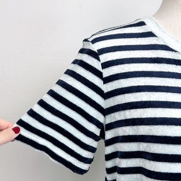 Stateside Blue Stripe Velour Crewneck T-Shirt - Picture 5 of 9